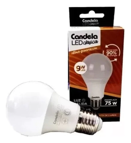 Lámpara Led Candela Luz Cálida 9w Equivale A 75w