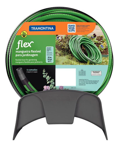 Manguera Riego 1/2 Rayada Reforzada 25m C Soporte Tramontina