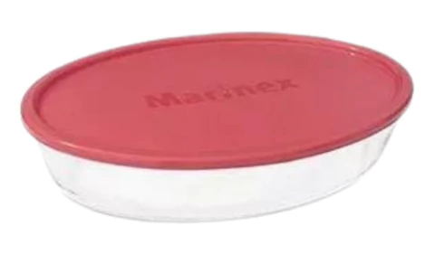 Fuente Vidrio Templado Con Tapa Oval Horno Marinex 3,2 Lts