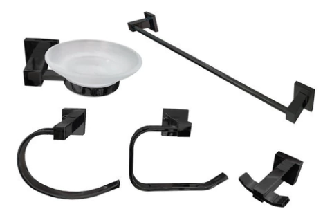 Set Accesorios Para Baño 5 Piezas Acero Inox Mozart Negro