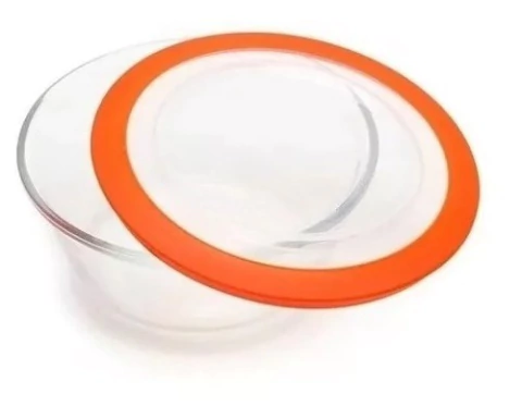 Recipiente Redondo Vidrio Templado 0,6 Lts Con Tapa Marinex