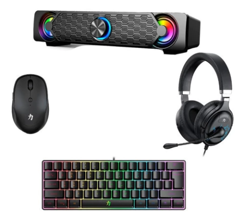 Combo Gamer Barra Sonido + Mouse + Auriculares + Teclado