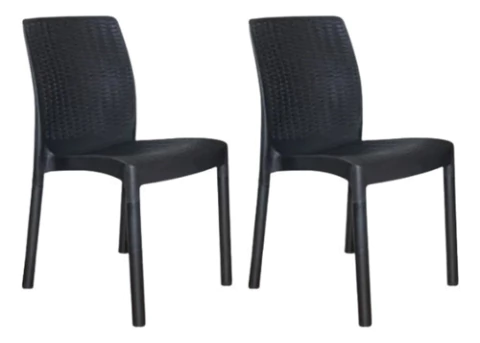 Combo Silla Plastica Colombraro Ratan Alex Apilable X2u - Negro