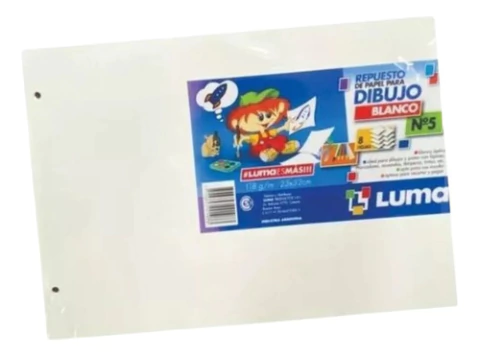 Pack X3 Repuesto Dibujo Luma N° 5 Blanco 6 Hojas