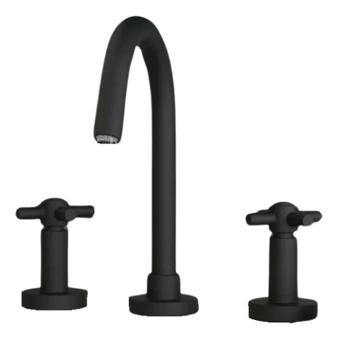 Grifería De Lavatorio Imak Cruz Negra Bronce Baño Grifmac