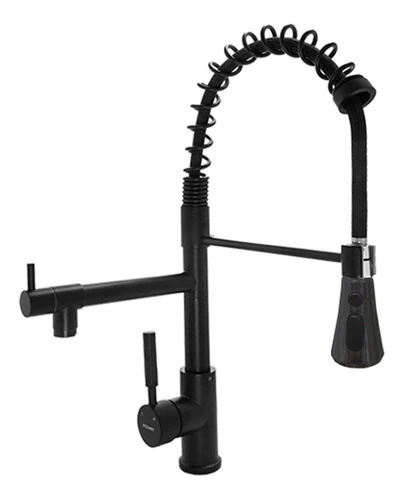 Grifería Monocomando Cocina Mesada Berlin Negra Mozart