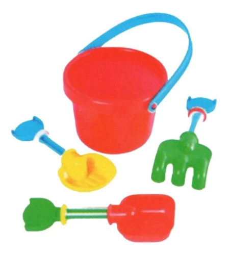 Set De Playa Balde Mediano +2 Palitas +rastrillo N°7 Opening