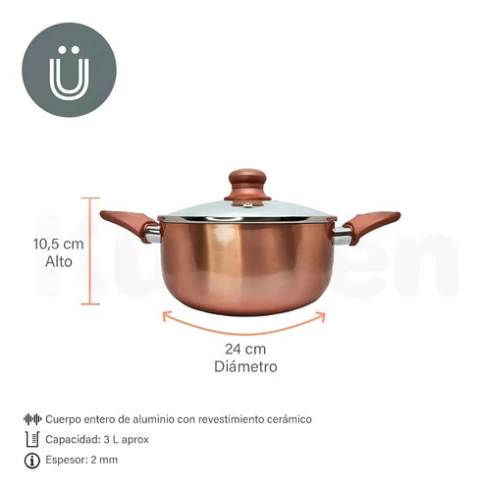 Cacerola Volt Larhaus De Aluminio Antiadherente 24cm Copper