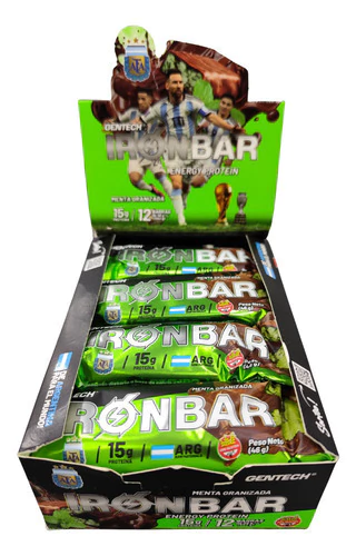 Iron Bar Menta Granizada Gentech X12 Barra Proteica