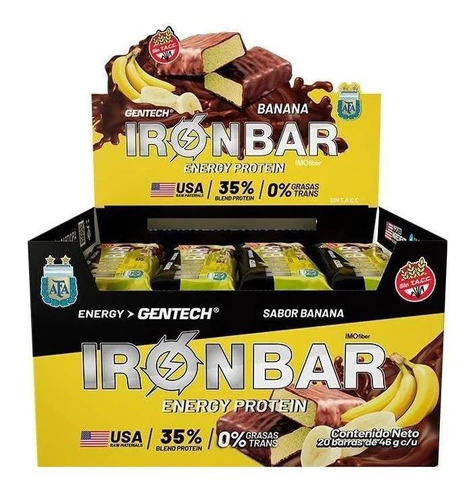 Suplemento En Barra Gentech Iron Prot Banana Pack X 20 U