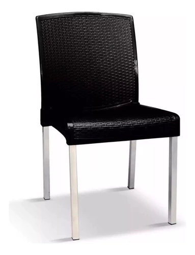 Silla Estilo Ratan Plástica Colombraro Patas Metálicas