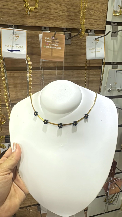 Colar aço inoxidável MARGARIDAS BLACK