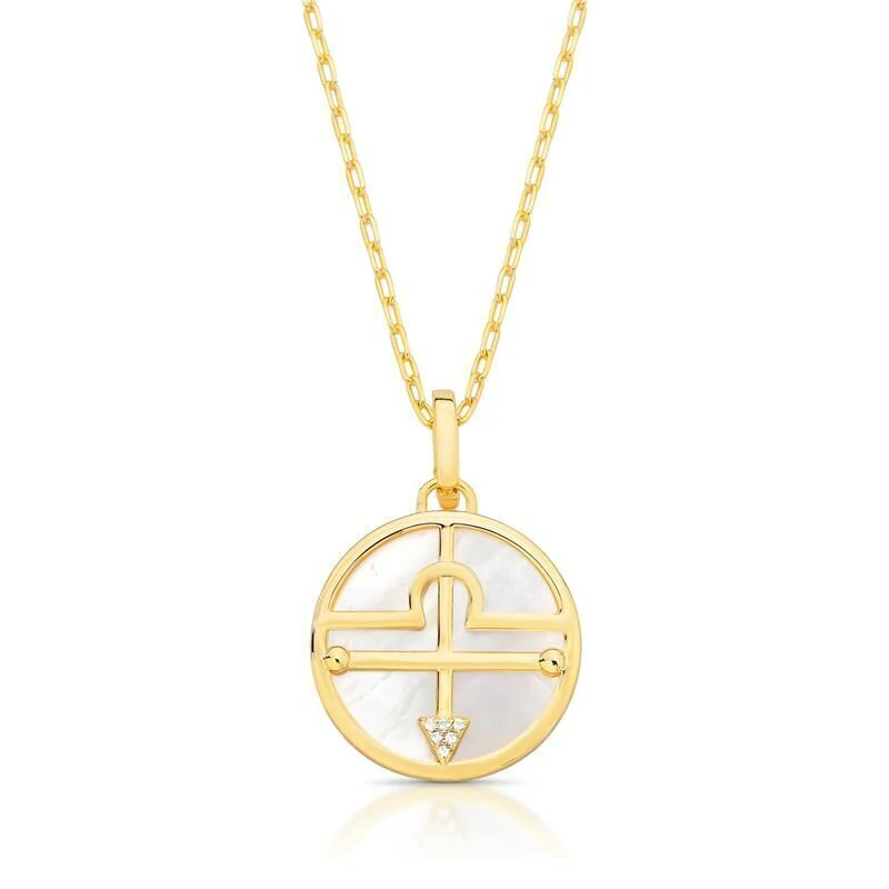 Gargantilha Com Pingente Signo Libra Em Madrepérola E Zircônia