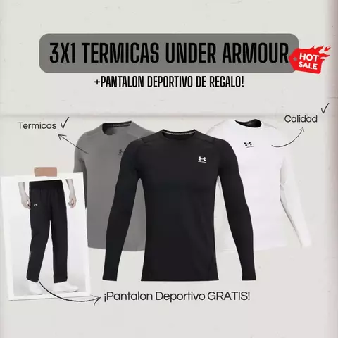 3X1 TERMICAS UNDER ARMOUR + PANTALON DEPORTIVO DE REGALO