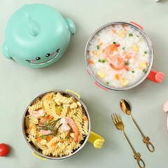 Lonchera diseño Dino tapa con rosca y plato de acero inox - comprar online