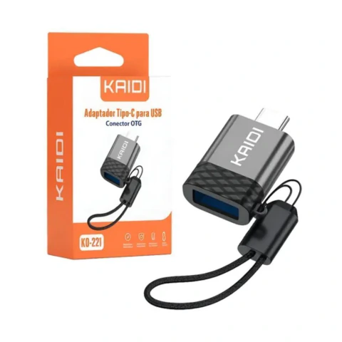 Adaptador Usb Tipo-c Otg Kaidi Kd-221 Prateado Conector Portatil