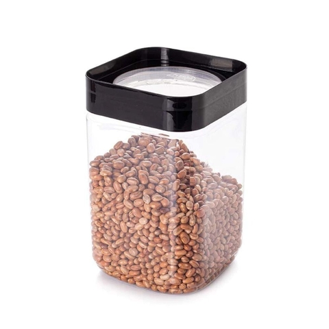 Pote Plug Quadrado 2 Litros Tampa Preta Plasutil - 13941