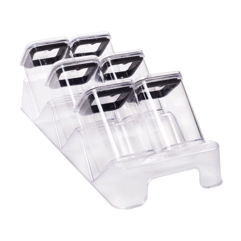 Porta Tempero Condimentos Cristal 6 Pecas Com Suporte Plasutil Tampa Preta - 16580