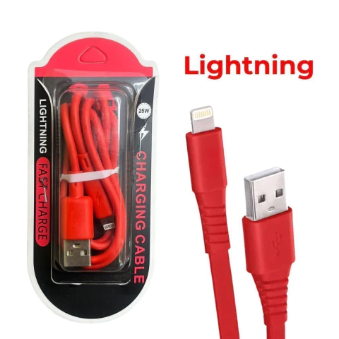 Cabo USB para Lightning Vermelho 1M Carregamento Rapido