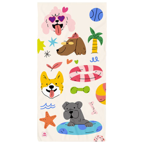 Toalha de Praia Cotton Soft Grande 1,40m Cachorrinhos Bel 608500