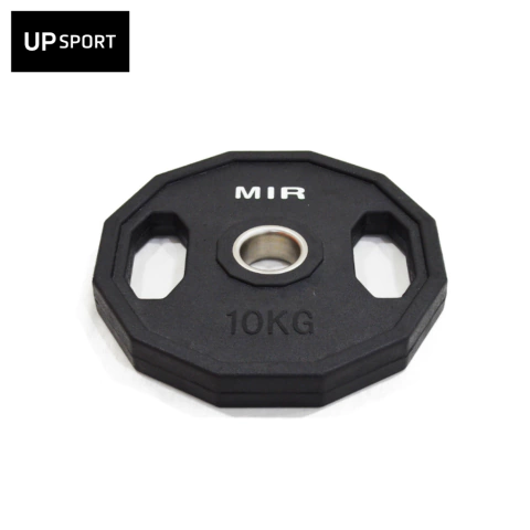 Disco olímpico de goma 10kg con manijas MIR 50mm hexagonal (importado) - comprar online