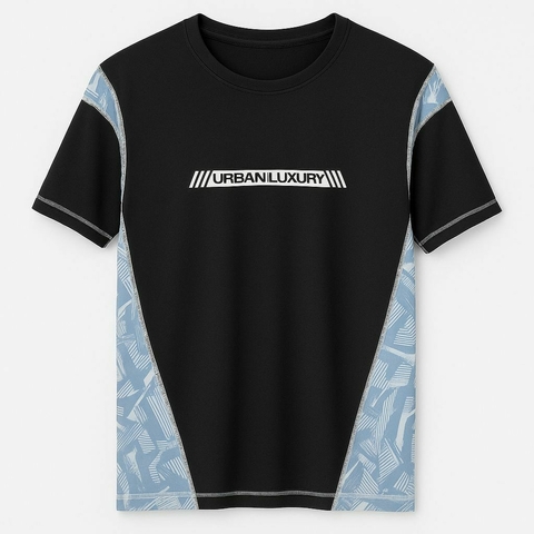 Remera Urban Luxury deportiva celeste jaspeada sublimada - comprar online
