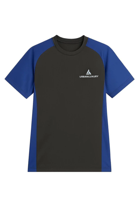 Remera deportiva Urban Luxury combinada negra y turquesas - comprar online