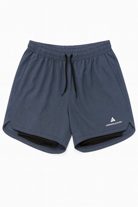 Short deportivo Urban Luxury azul liso con calza - comprar online