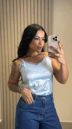 Blusa Cetim Azul Bb - comprar online