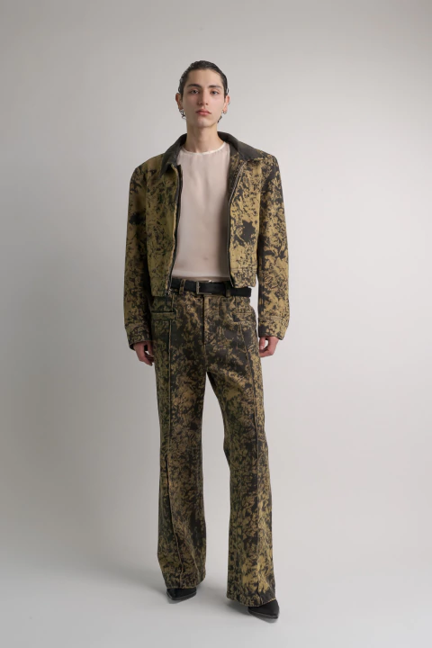 Cielo: Black & Gold Denim Pants - buy online