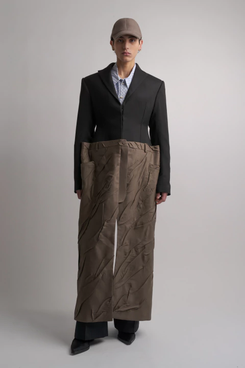 Remedios: Black & Taupe Wool Coat - buy online