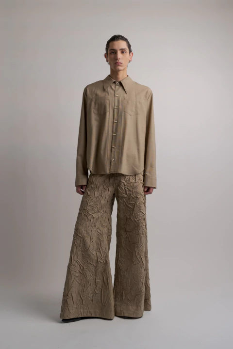 Tranza: Yellow Plaid Wool Shirt - buy online