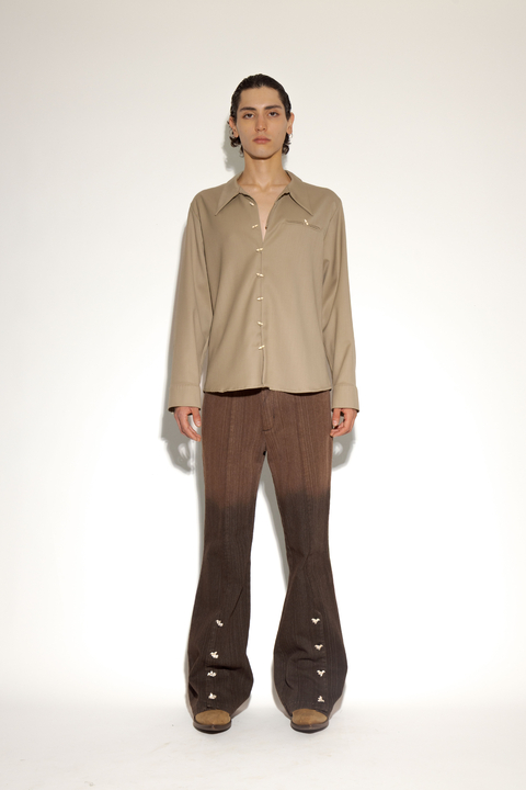 Chente: Beige Wool Shirt - buy online
