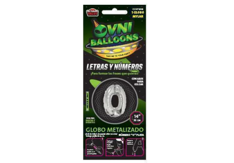 GLOBO NUMERO 14" (36cm) PLATA - OVNI BALOONS (EN BLISTER) - comprar online