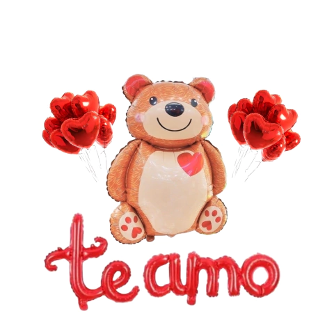 SET OSO ENAMORADO + CORAZONES 5" + TE AMO - comprar online