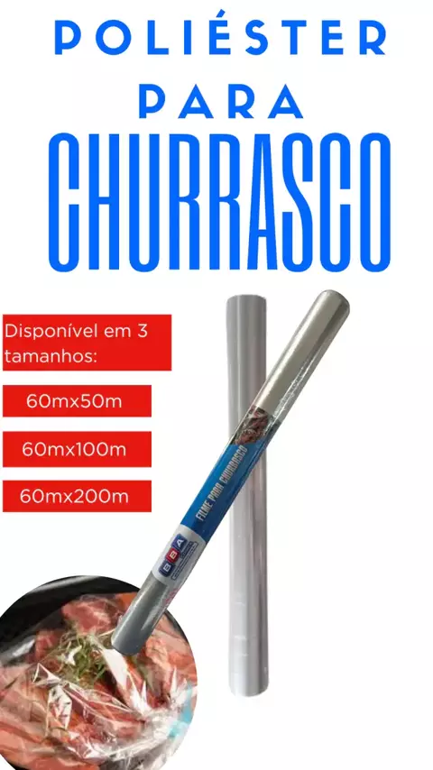 Bobina Celofane - Poliéster Para Churrasco 60cmx50 Metros