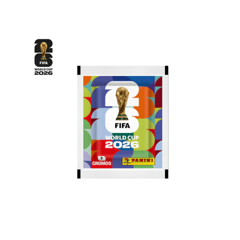 Pacote de figurinhas colecionáveis da Copa do Mundo FIFA 2026 com design colorido e logo oficial