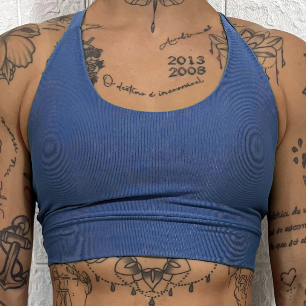 Top Sabrina azul médio