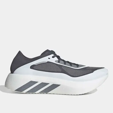 Tênis Adidas Hyperboost Run masculino cinza com solado branco e detalhes escuros