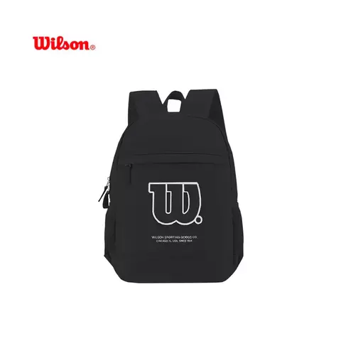 Mochila esportiva preta Wilson Classic com bolso frontal e alças ajustáveis