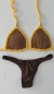 Conjunto Biquini Crochê Marrom com detalhes Amarelo - comprar online