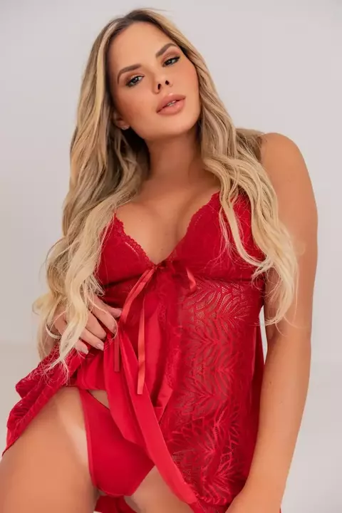 Camisola de Liganete Vermelha em Laço e Renda - comprar online