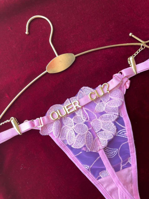 Calcinha Personalizada em Tule Bordado de Pétala - Rosa
