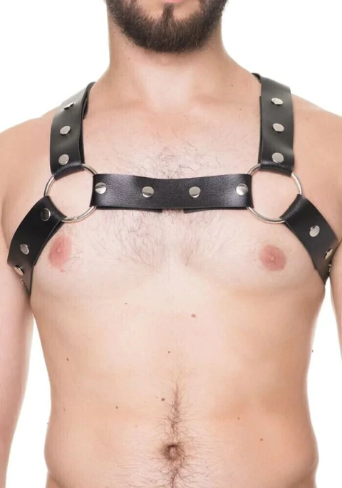 Harness em Couro Sintético Preto com Regulagem