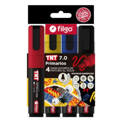 MARCADORES TINTA AL AGUA TNT X 4, FILGO - comprar online