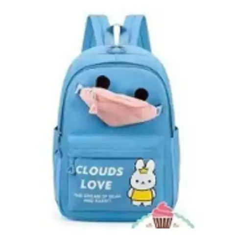 MOCHILA CELESTE CON DISEÑO CONEJO CLOUDS LOVE - comprar online