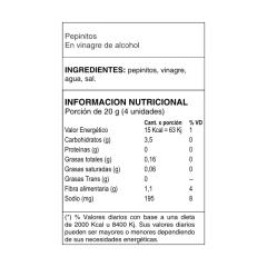 PEPINITOS EN VINAGRE DE ALCOHOL 360 GR. - Jumbalay