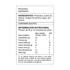 PIMIENTOS AGRIDULCES EN ACEITE 3 KG. - Jumbalay