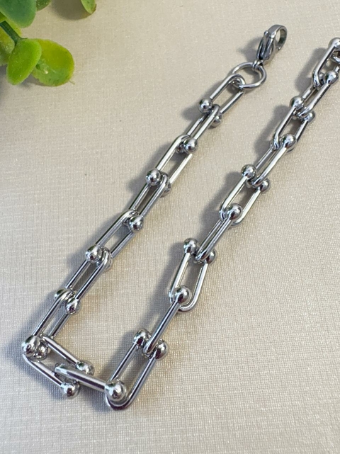 Pulseira Corrente Elos Inspiração no Aço