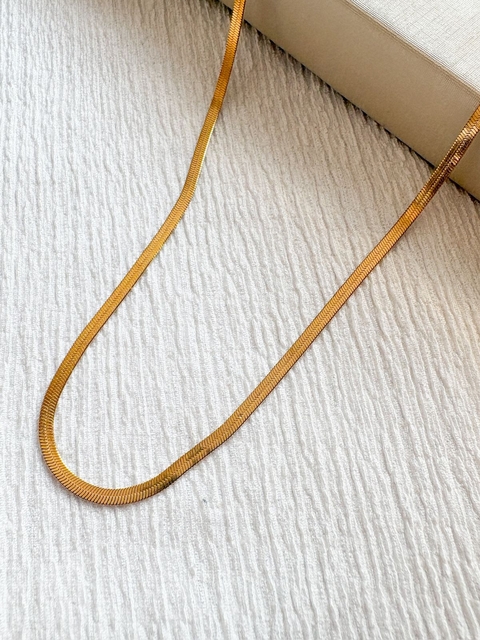 Colar Fita Diamantada 2,5mm em Aço Dourado